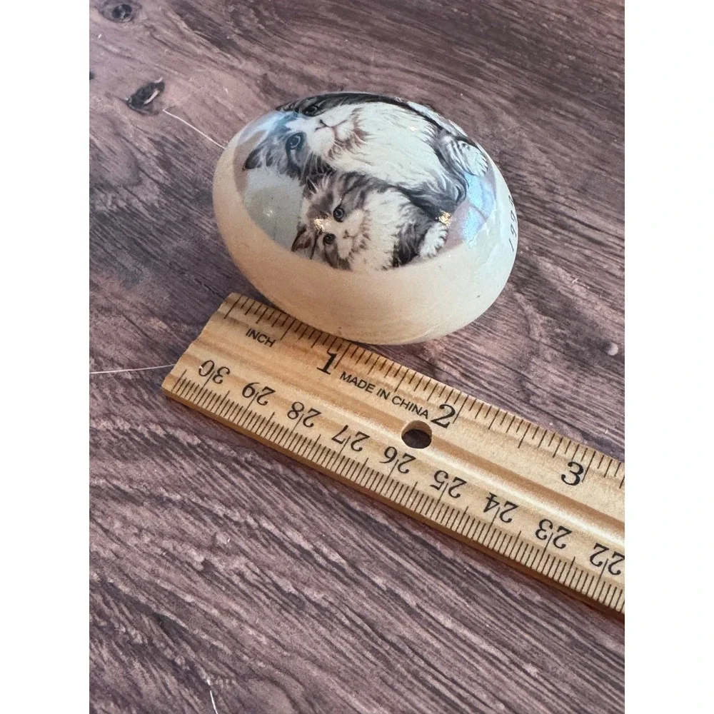 Vintage‎ Ceramic Cat Egg With Stand Hand Painted